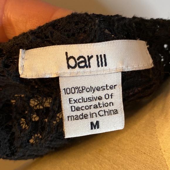 Bar III Size M Blouse in White and Black Floral Print Lace Backless Hi-Lo Blouse - Picture 8 of 9